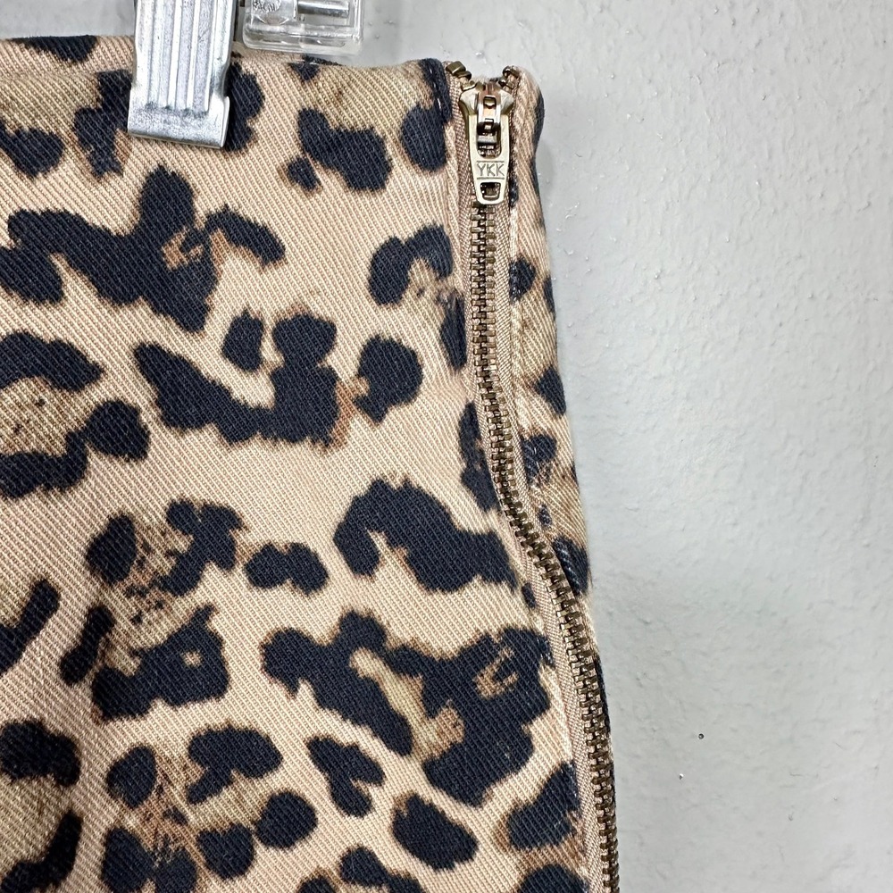 LOFT Leopard Print Pants Womens Size 8 Beige Black Side Zip Straight Leg Ankle - Picture 5 of 10